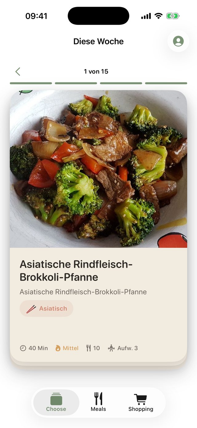 MealMatch App – Rezepte per Swipe auswählen